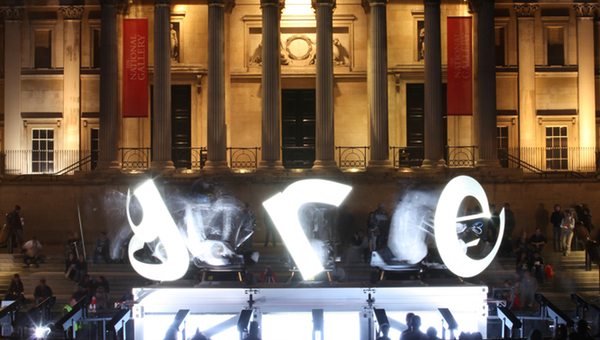 outrace robots projecting into the air in trafalgar square